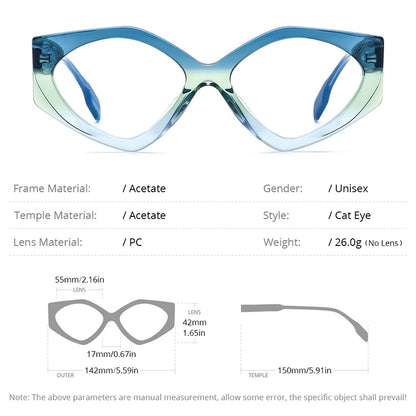 Lunettes en acétate dégradé HEPIDEM pour hommes et femmes, design diamant, œil de chat, lunettes de vue 2023, lunettes H9333