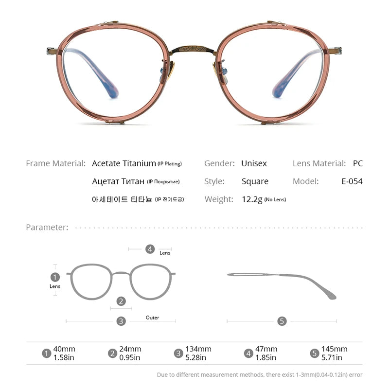 FONEX Acetate Titanium Glasses Men Vintage Square Eyeglasses Women Spectacles Eyewear E-054