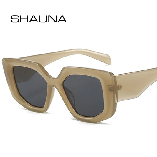 SHAUNA Ins Popular Fashion Polygon Square Women Sunglasses Retro Jelly Blue Pink Shades UV400 Men Wide Legs Sun Glasses