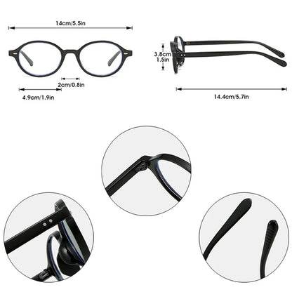 SHAUNA Oval Women Retro Rivets Glasses Frame Clear Anti Blue Light Eyewear Men Optical Frame