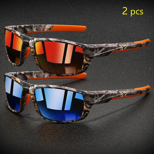 2 Pieces Fashion Vintage Polarized Sports Sunglasses Men Women Fishing Running Cycling Mountaineering Sun Glasses UV400 Eyewear