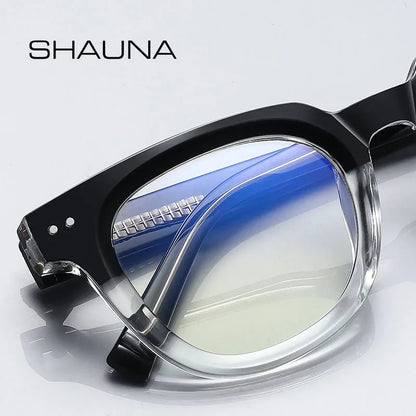 SHAUNA Spring Hinge TR90 Retro Rivets Round Glasses Frames Ins Popular Anti-Blue Light Eyeglasses