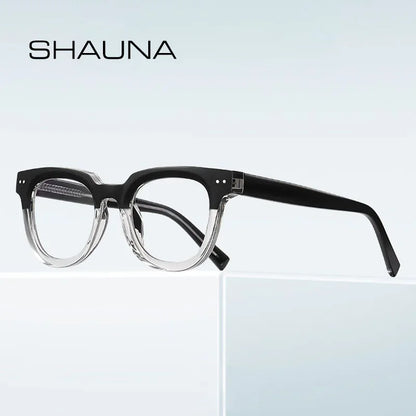 SHAUNA Spring Hinge TR90 Retro Rivets Round Glasses Frames Ins Popular Anti-Blue Light Eyeglasses