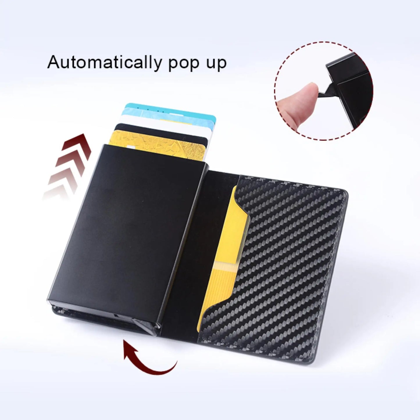 Portefeuille minimaliste pour homme avec blocage RFID, alliage de plomb, cuir PU non tressé, noir