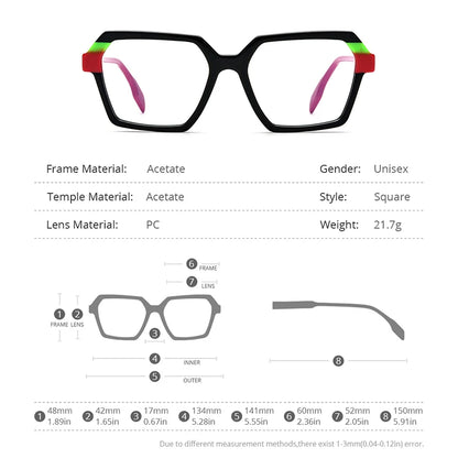 HEPIDEM Multicolor Acetate Glasses Men Retro Square Eyeglasses Women Frame Spectacles Eyewear 9238