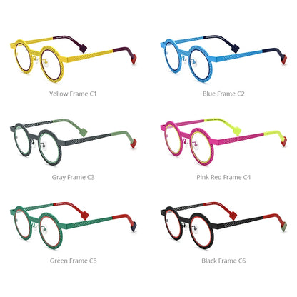 FONEX Titanium Glasses Women 2024 New Colorful Hollow Out Round Eyeglasses Men Eyewear F85821