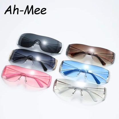 Fashion 2000's Vintage One Piece Sunglasses Women Y2K Wrap Around Retro Sun Glasses Men Punk Eyewear Shades UV400 Oculos