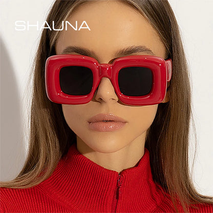 SHAUNA Metal Hinge Retro Candy Color Thick Square Sunglasses Women Fashion Men Y2K Shades UV400