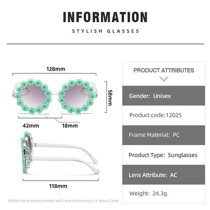 Lunettes de soleil rondes à la mode pour enfants, jolies lunettes de soleil à motif de marguerite pour enfants, lunettes de sport pour filles et garçons, lunettes de protection solaire d'extérieur