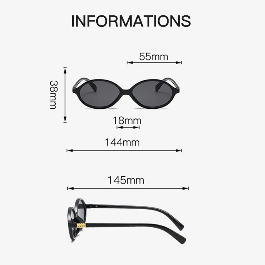 New Oval sunglasses For women Fashion Brand Black Small Frame Sun Glasses Female Retro Clear Lenses Eyewear Lady Trendy UV400