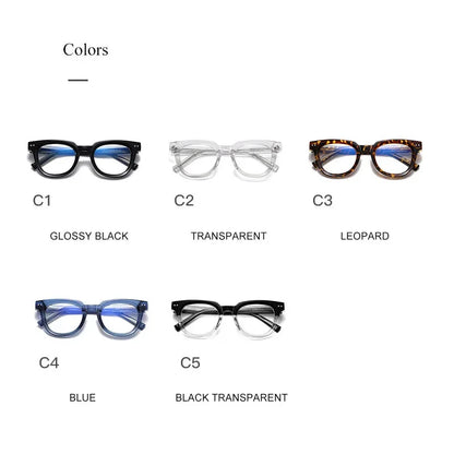 SHAUNA Spring Hinge TR90 Retro Rivets Round Glasses Frames Ins Popular Anti-Blue Light Eyeglasses