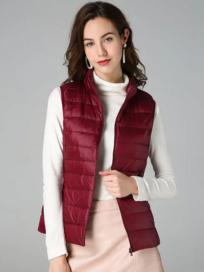 Women Down Vest Ultralight Thin Sleeveless Jacket White Duck Down Winter Tops Spring Autumn Female Portable Outwear