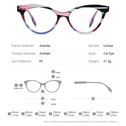 HEPIDEM Multicolor Acetate Glasses Women Brand Designer Cat Eye Eyeglasses Ladies Spectacle Eyewear 9257