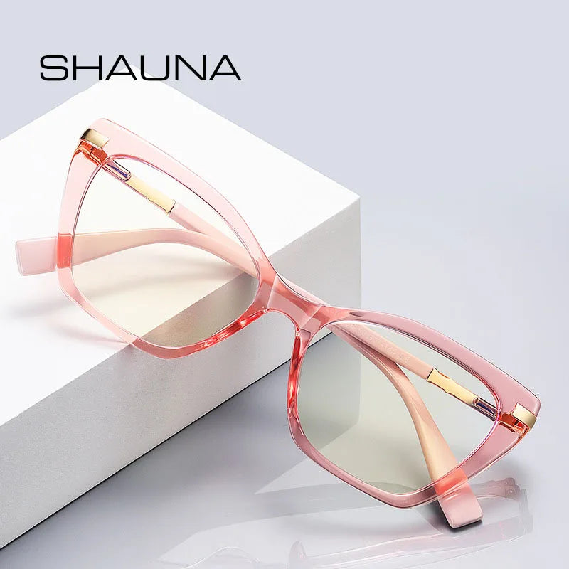 SHAUNA Anti-Blue Light Spring Hinge TR90 Fashion Women Cat Eye Optical Glasses Frames