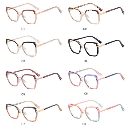 SHAUNA Fashion Polygon Square Double Color Women Glasses Frames Clear Anti Blue Light Men Optical TR90 Metal Frame