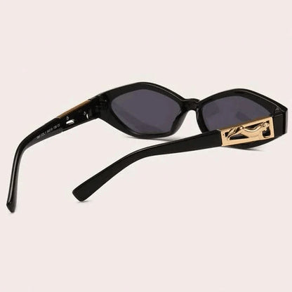 Retro Small Frame Polygon Cat Eyes Women Sunglasses Brand Designer Fashion Cheetah Decoration Ladies Sun Glasses UV400