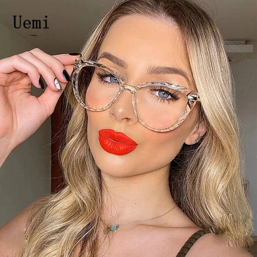 New Fashion Anti Blue Light Cat Eye Glasses For Women Retro Ladies Clear Computer Reding Eyeglasses Ins Popular Wholesale Matal