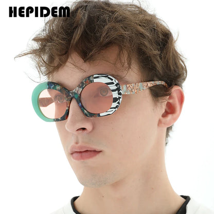 HEPIDEM Matte Acetat Polarisierte Sonnenbrille Männer 2023 Neue UV400 Bunte Retro Trendy Cat Eye Sonnenbrille Frauen Shades H9345T