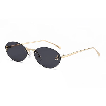 Elegant Oval Sunglasses Male Letter "F" Rimless Sunglasses Female