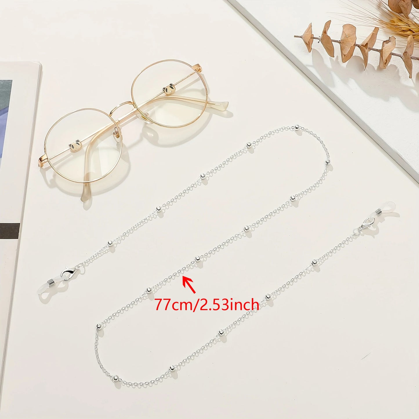 3pcs Set Beaded Metal Glasses Chain Tainless Steel Eyeglasses Retainer Vintage Style Covering Chain For Women Men