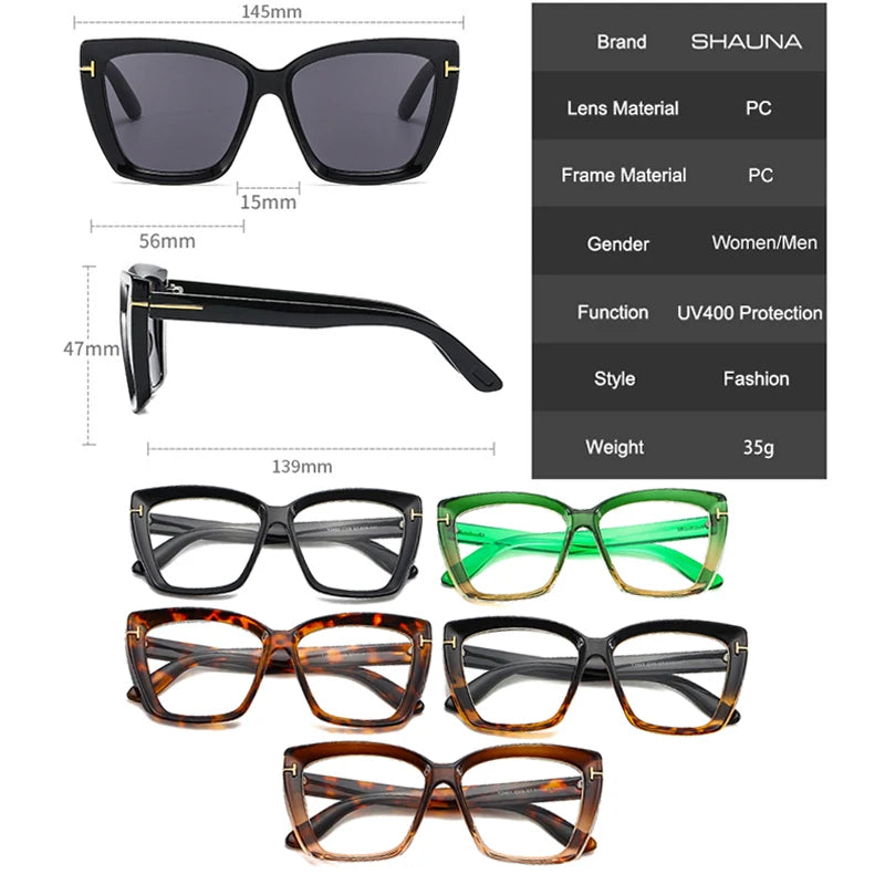 SHAUNA Rétro Oeil de Chat Coloré Dégradé Lunettes De Soleil Femmes Marque De Mode Designer Verres Transparents Lunettes Hommes Vert Lunettes De Soleil UV400