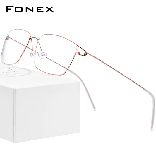 FONEX Titanium Alloy Glasses Men Eyeglasses Frame New Women Korean Morten Screwless Eyewear 98624