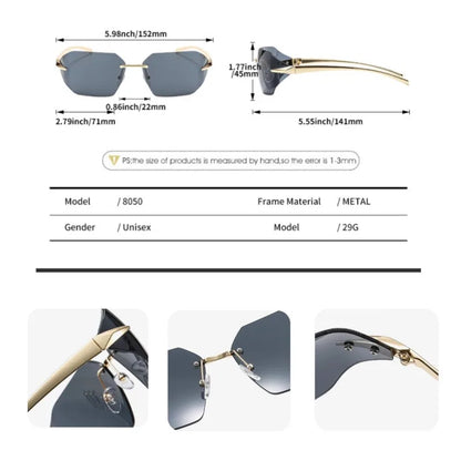 New Fashion Retro Rimless Sunglasses For Women Men Luxury Brand Design Sun Glasses Trending Shades UV400 Eyeglasses