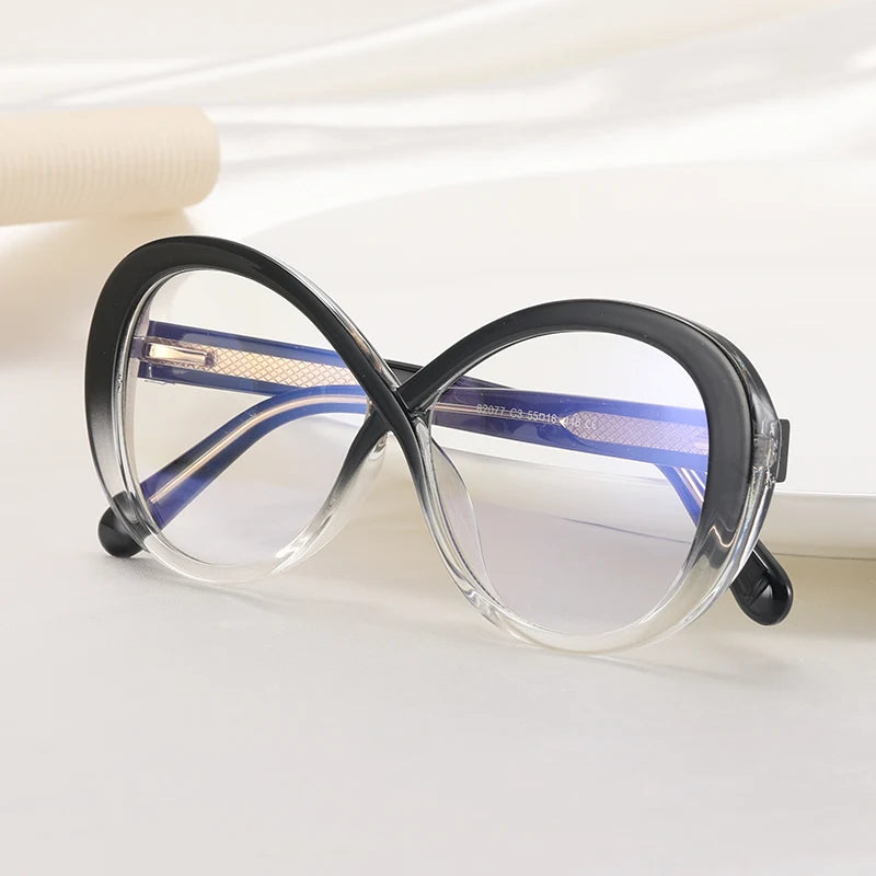 SHAUNA Anti-Blue Light Fashion Oversized TR90 Multicolor Women Round Glasses Frames Spring Hinge Computer Optical Eyeglasses