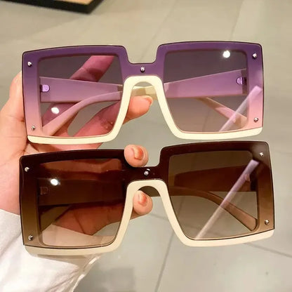 Square Oversized One-pieces Sunglasses Men Women Trendy Gradient Goggle Eyewear Fashion Luxury Brand Design Sun Glasses