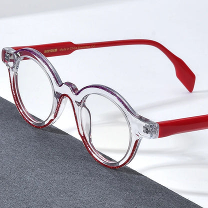 HEPIDEM Powder Acetate Glasses Men Retro Vintage Round Eyeglasses Women Spectacles Eyewear 9321