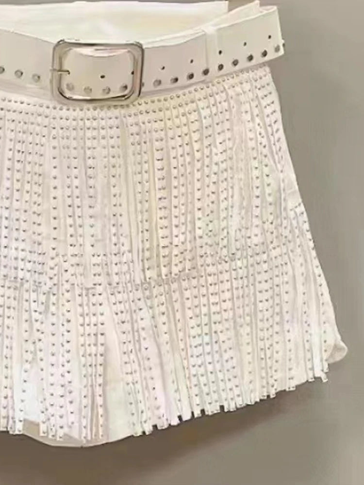 Casual Diamond Fringed Short Skirt With High Waist A-Line Skirt 2023 New Fashion Women'S Clothing