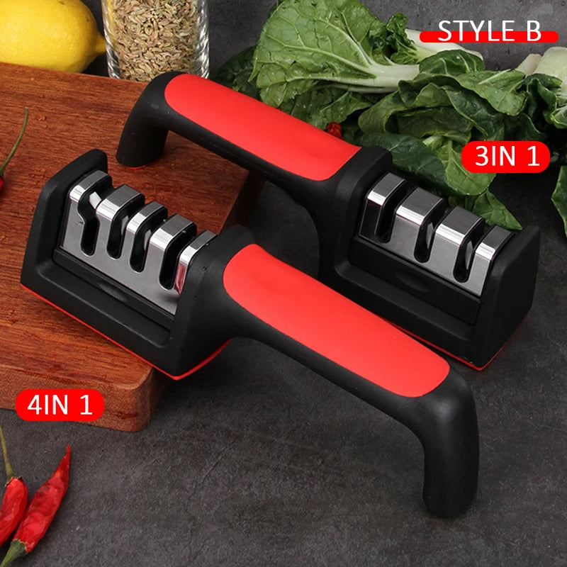 Kitchen 3/4-Segment Knife Sharpener Household Multi-Functional Hand-Held 3/4-Purpose Black Sharpening Stone