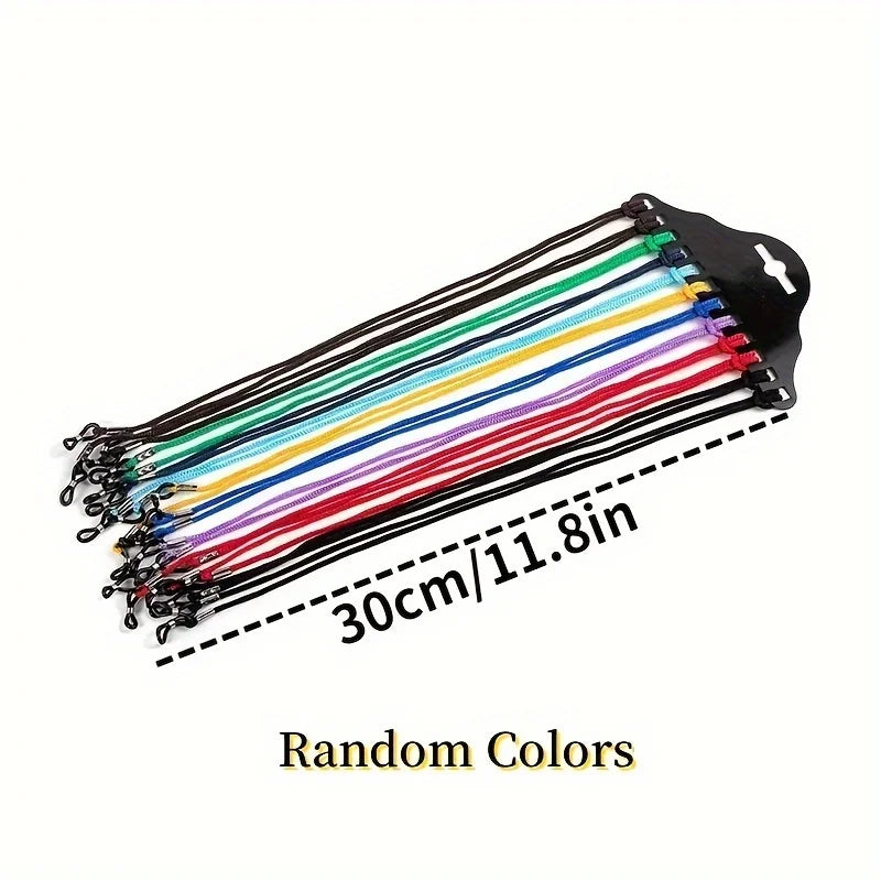 Lot de 12 chaînes de lunettes en nylon multicolores antidérapantes pour lunettes de soleil, accessoires pour lunettes de soleil pour femmes et hommes