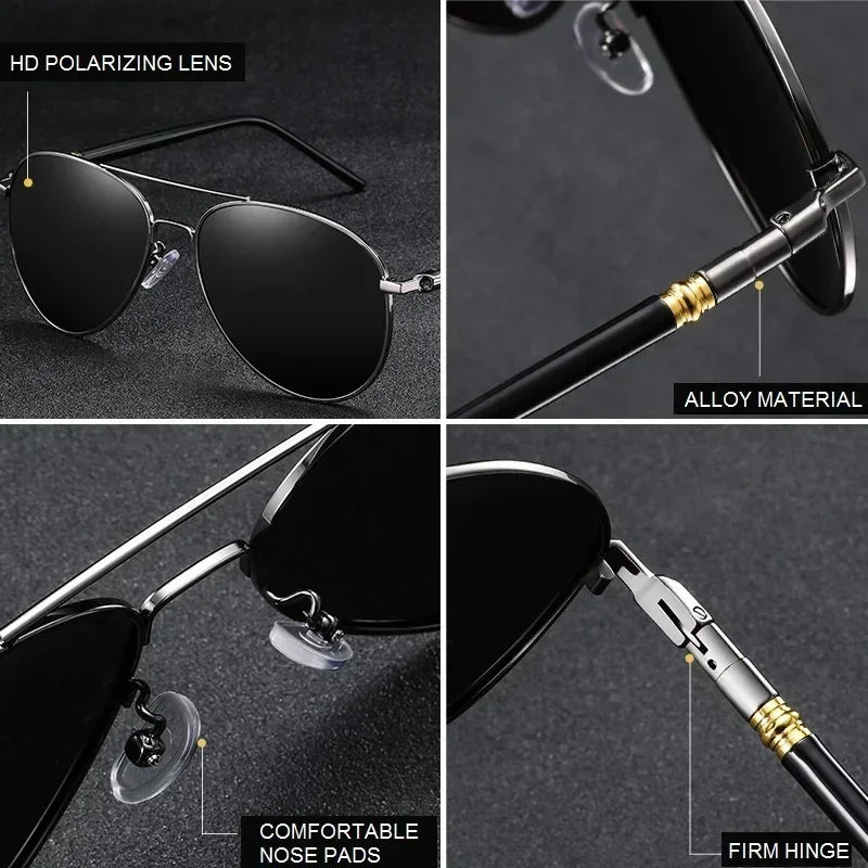 Luxury Pilot Polarized Sunglasses Men Women Driving Fishing Retro Sun Glasses Brand Designer Male Metal Sunglasss For Man UV400