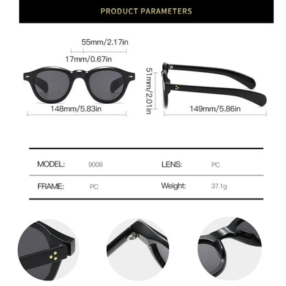 New Retro Men Round Sunglasses For Women Vintage Rivet Designer Small Frame Simple Trending Shades UV400 Eyeglasses