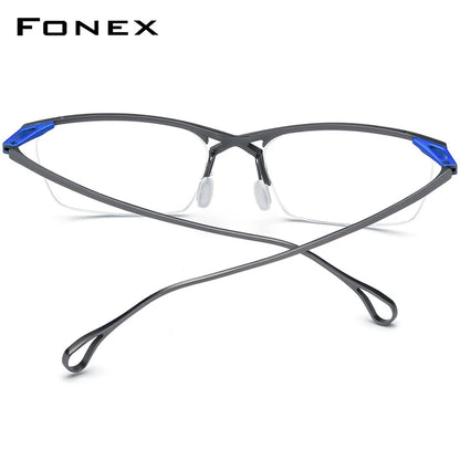 FONEX Titan Brillengestell Damen 2023 Neu Herren Halbrandlose Quadratische Brille Halbrahmen Brille F85757