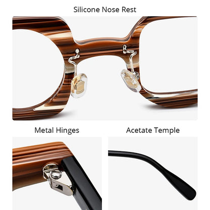 HEPIDEM Acetate Eyeglasses Frame Women 2024 New Right Square Left Round Glasses Men Spectacles Eyewear H9189