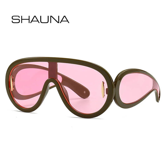 SHAUNA Oversized Women Goggle Sunglasses Trending Men One-Piece Mirror Shades UV400