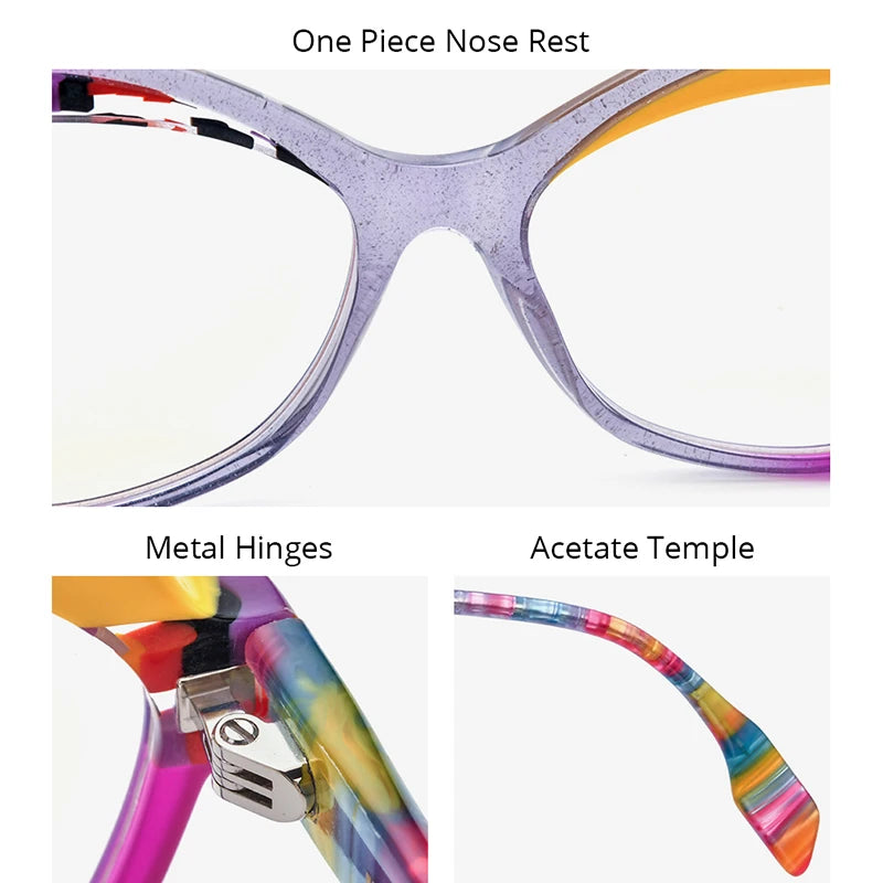 HEPIDEM Multicolor Acetate Glasses Women Cat Eye 2023 New Design Eyeglasses Trendy Spectacles Eyewear 9331