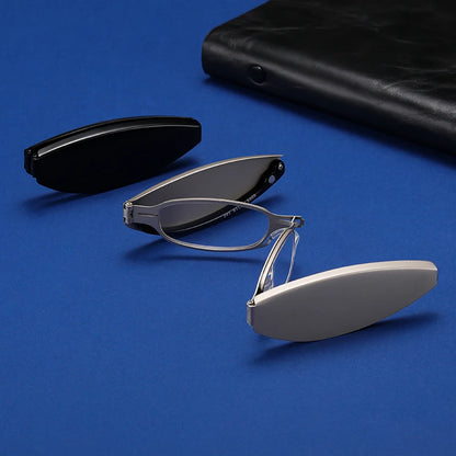 Lunettes de lecture pliables anti-lumière bleue portables avec étui pour hommes et femmes, lunettes télescopiques pour presbytie, lunettes pour personnes âgées