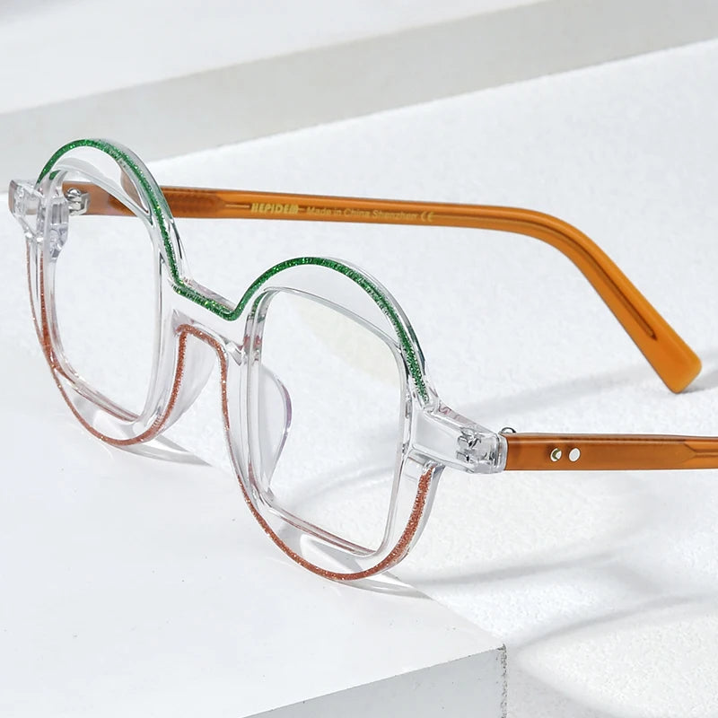 HEPIDEM Powder Acetate Glasses Men Vintage Retro Square Round Eyeglasses Women Spectacles Eyewear 9304