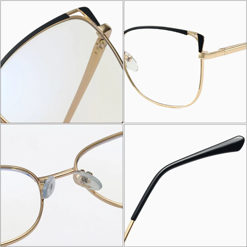 SHAUNA Retro Metal Spring Hinge Women Glasses Frame Clear Anti Blue Light Optical Frame Men Cat Eye Computer Glasses