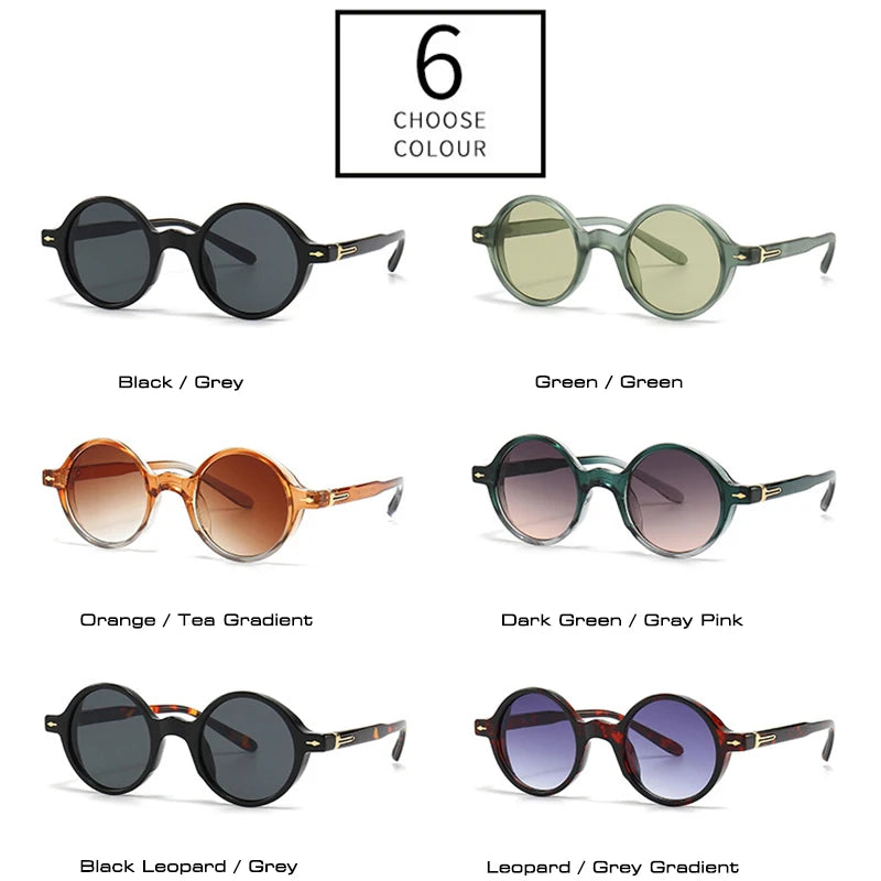 SHAUNA Fashion Round Women Punk Gradient Sunglasses Retro Rivets Men Shades UV400 Sun Glasses