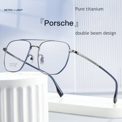 Neue modische Doppelstrahl-Brille aus reinem Titan für Herren, ultraleichte und bequeme optische Korrekturbrille für Männer 6137