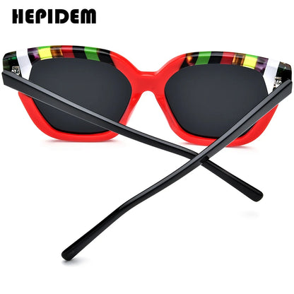 HEPIDEM Acetat Polarisierte Sonnenbrille Frauen 2024 Neue Bunte Retro Trendy Design Cat Eye Sonnenbrille UV400 Männer Shades H9340T