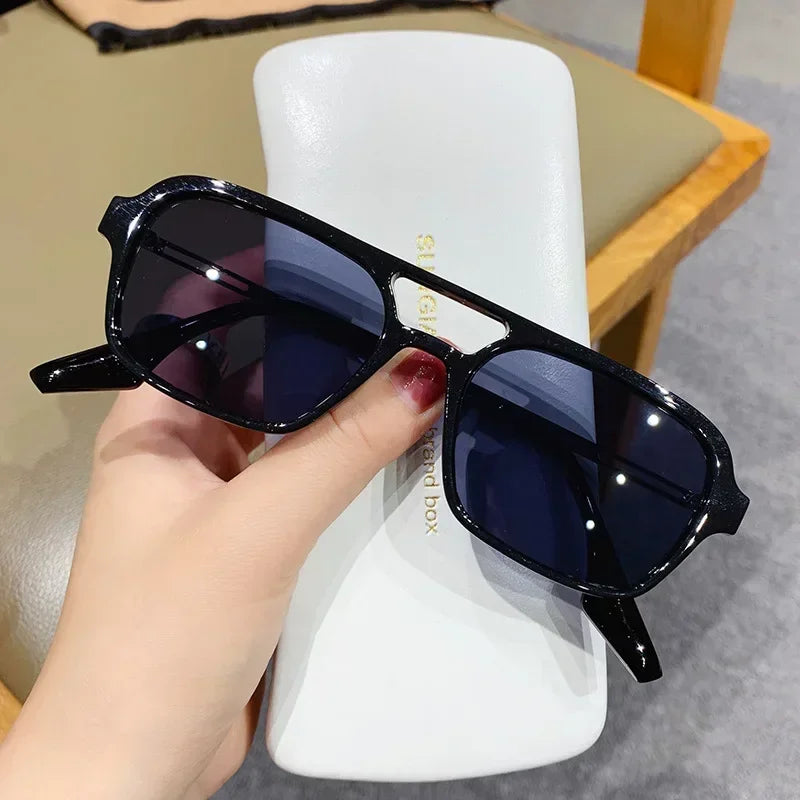 Fashion Vintage Square Sunglasses Woman Brand Retro Small Frame Sun Glasses Female Double Bridges Design Oculos De Sol Feminino