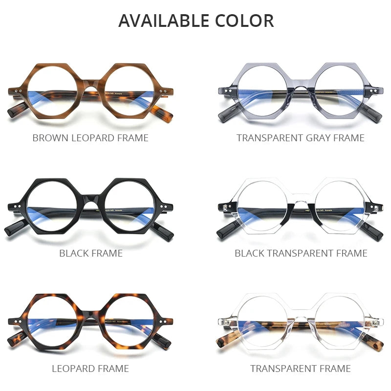 HEPIDEM Acetate Eyeglasses Women 2021 New Retro Vintage Polygon Glasses Frame Men Spectacles Eyewear 9209