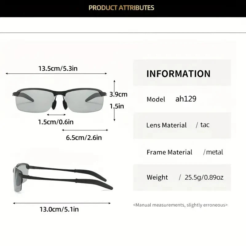 Photochrome Sonnenbrille Herren Mode Autofahren Sonnenbrille Männlich Farbwechsel Brille Tag Nachtsicht Fahrerbrille UV400