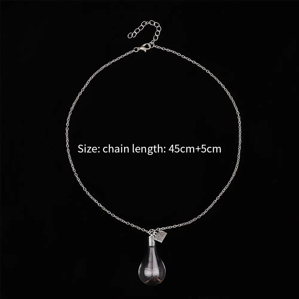 Natürlicher Löwenzahn Retro Kork Wunschflasche Halskette Glasfläschchen Anhänger Lange Kette Glücksbringer Handgemachter DIY Schmuck Mode Geschenk