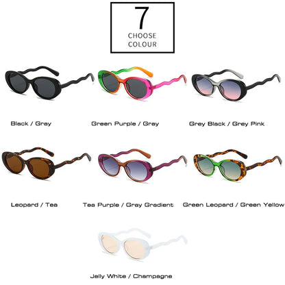 SHAUNA Mode Double Couleur Femmes Ovales Lunettes De Soleil Nuances UV400 Rétro Dégradé Lentilles Nuances UV400 Hommes Punk Unique Lunettes De Soleil